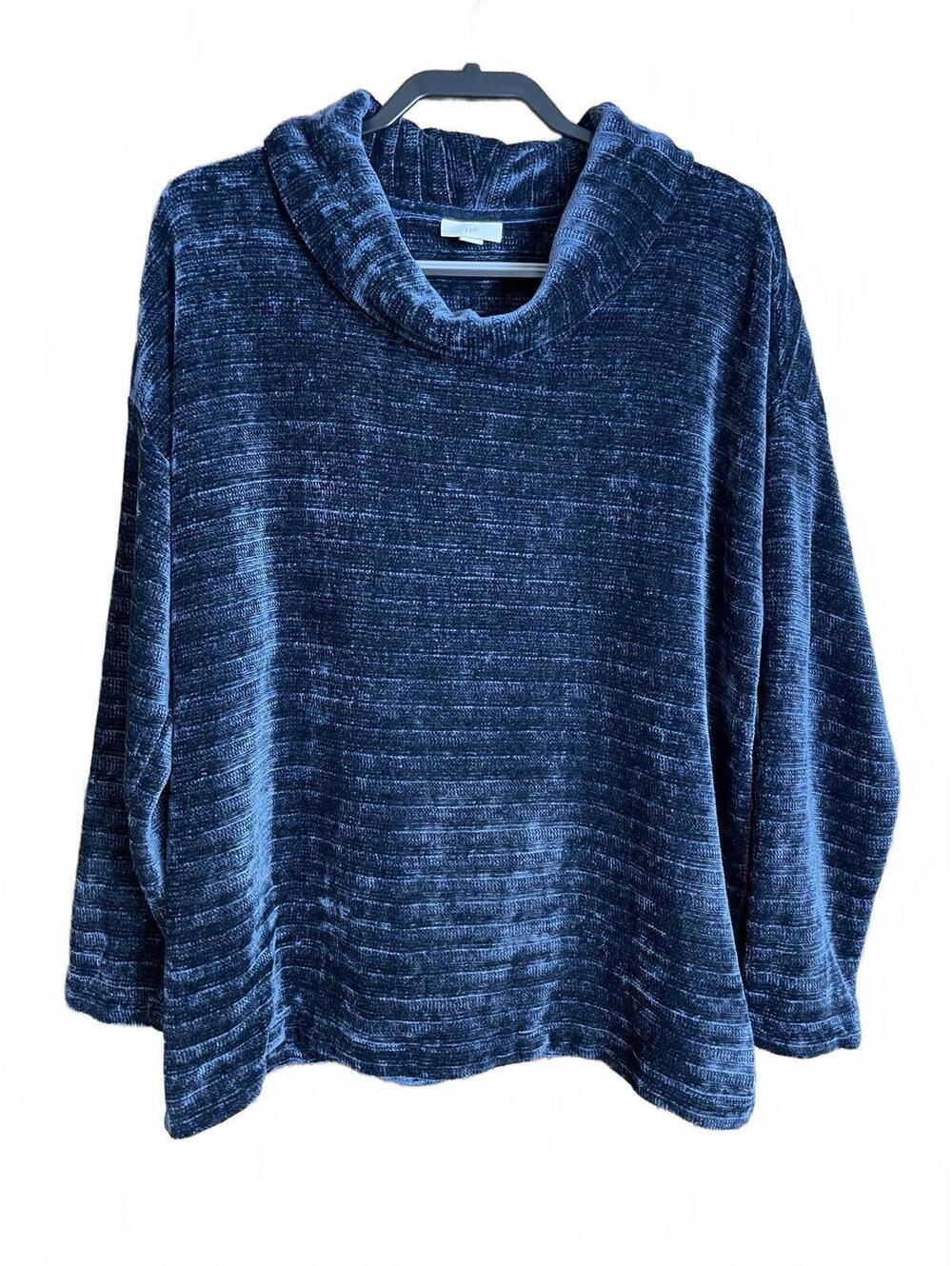 J. Jill cowl neck blue velour top large